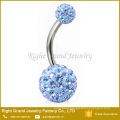 316L Surgical Stainless Steel Purple Crystal Rhinestone Shamballa Belly Button Rings